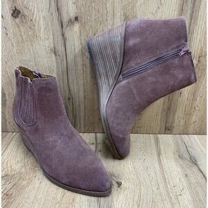 Frye And Co. Women’s Wedge Booties Kaye Chelsea Size 11 M Brown Suede Zip Ankle
